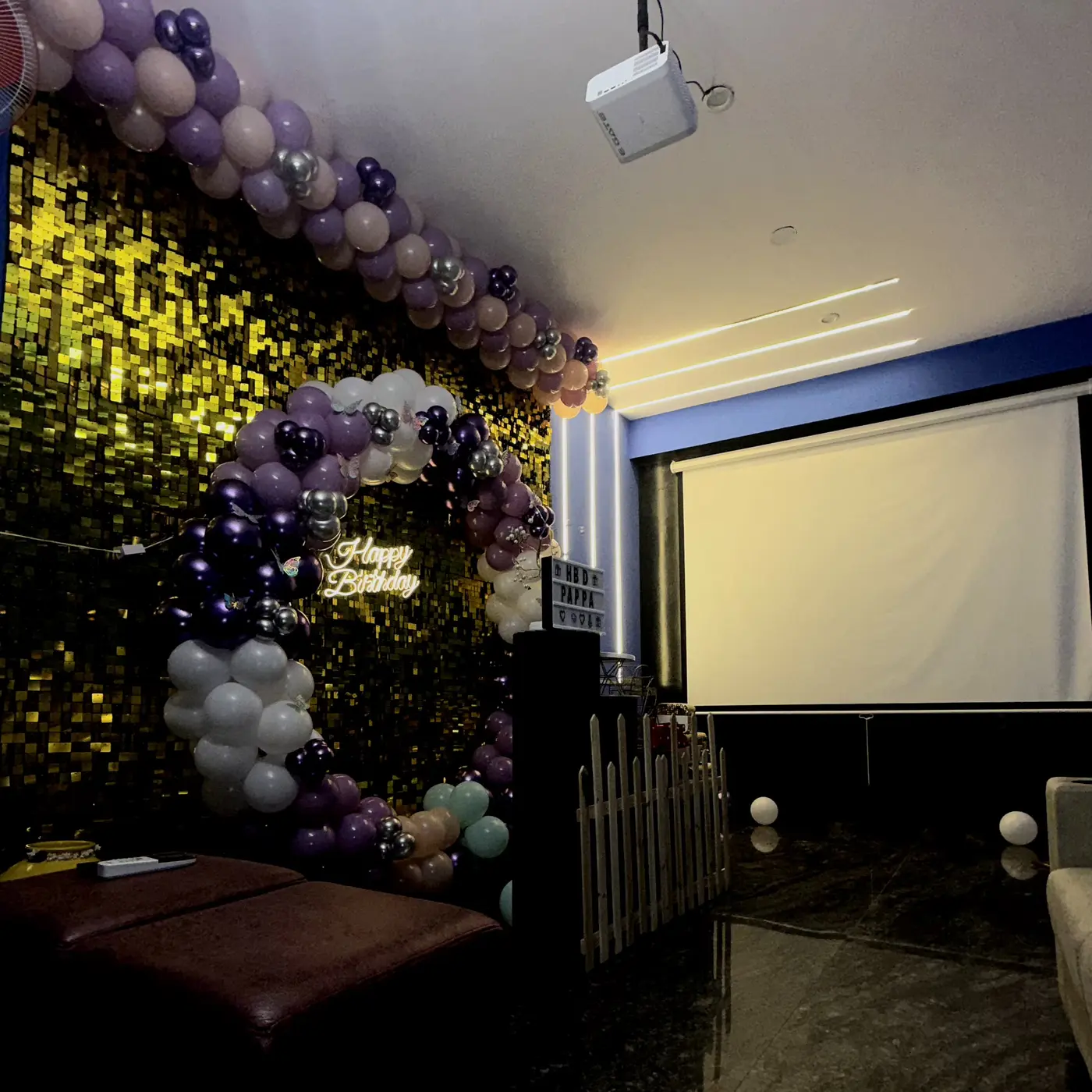 Birthday celebration setup at Rock Cine Celebration